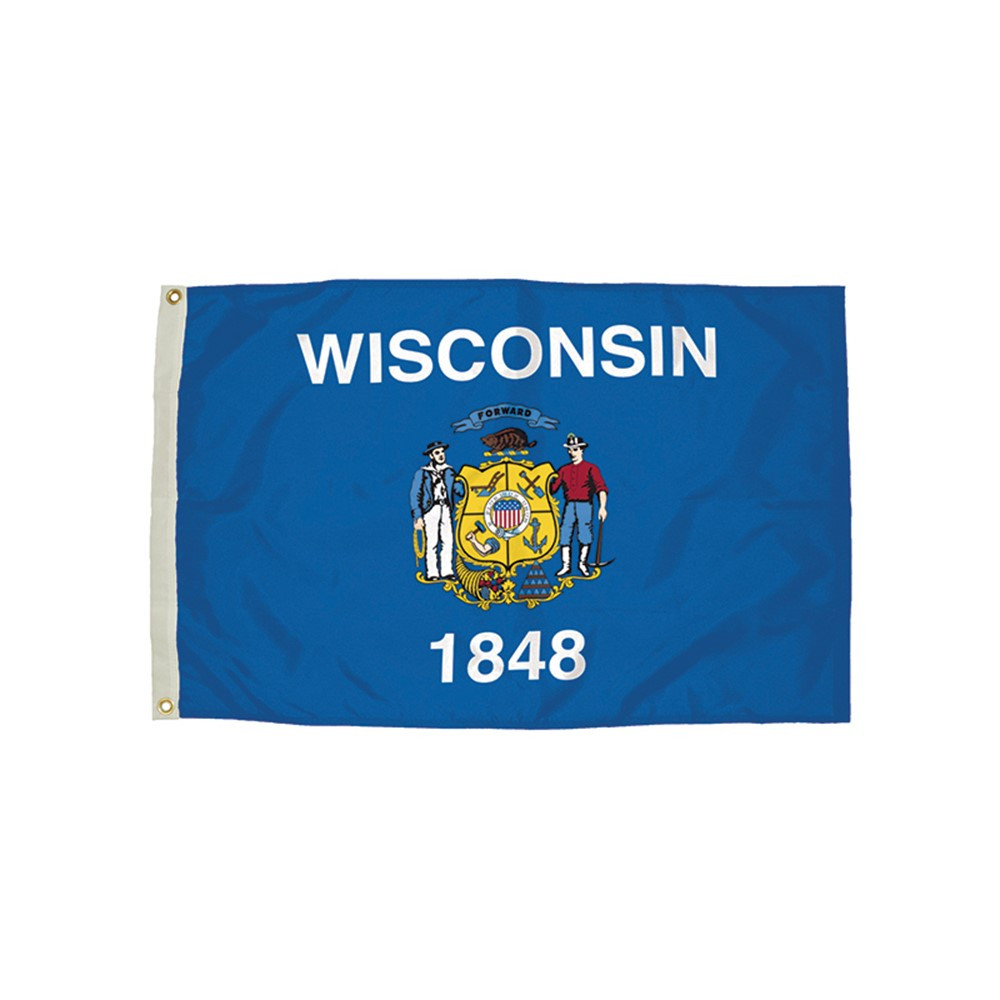 FZ-2482051 - 3X5 Nylon Wisconsin Flag Heading & Grommets in Flags