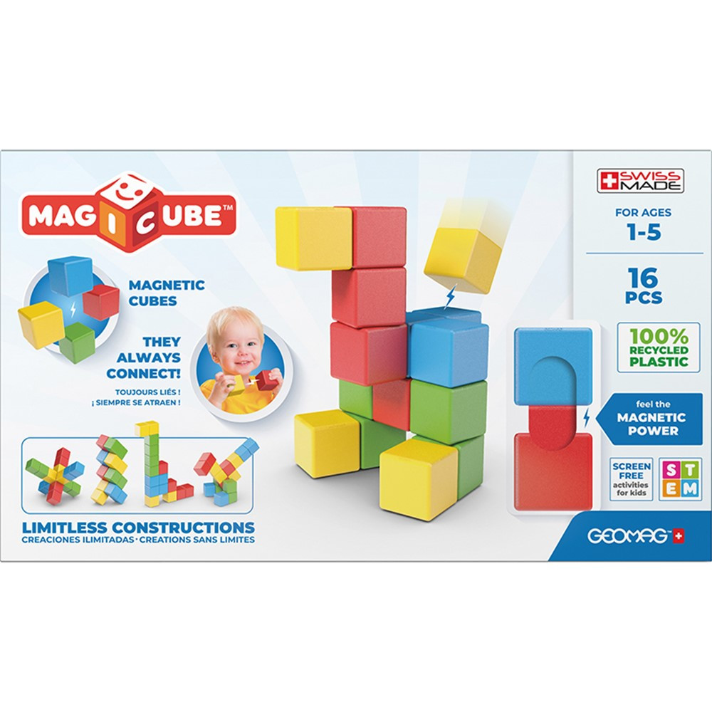 Magicubes Full Color Try Me Recycled, 16 Pieces - GMW067 | Geomagworld Usa Inc | Blocks & Construction Play