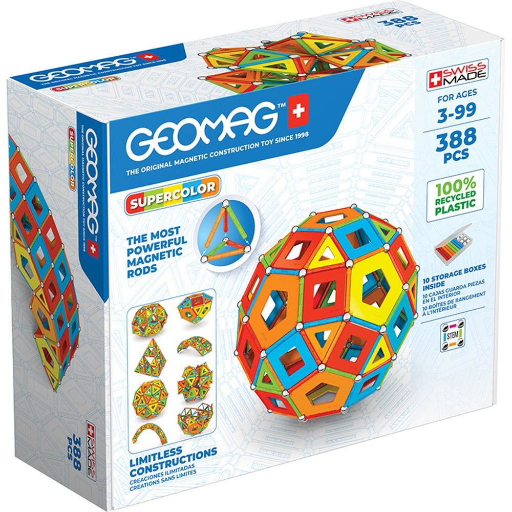 MASTERBOX Supercolor Recycled, 388 Pieces - GMW193 | Geomagworld Usa Inc | Blocks & Construction Play