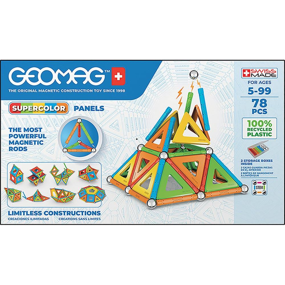 Supercolor Recycled, 78 Pieces - GMW379 | Geomagworld Usa Inc | Blocks & Construction Play