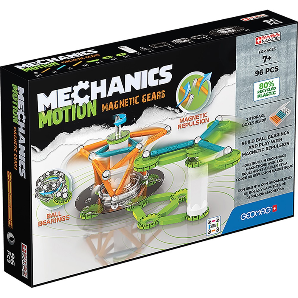 Mechanics Magnetic Gears Recycled, 96 Pieces - GMW767 | Geomagworld Usa Inc | Blocks & Construction Play