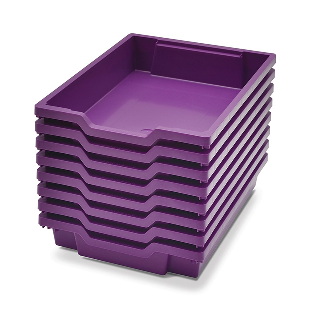 Shallow F1 Tray, Plum Purple, 12.3" x 16.8" x 3", Heavy Duty School, Industrial & Utility Bins, Pack of 8 - GTSF0105P8 | Gratnells Llc | Storage Containers