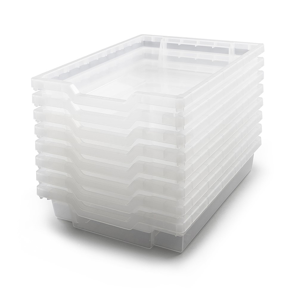 Shallow F1 Tray, Translucent, 12.3" x 16.8" x 3", Heavy Duty School, Industrial & Utility Bins, Pack 8 - GTSF0120P8 | Gratnells Llc | Storage Containers