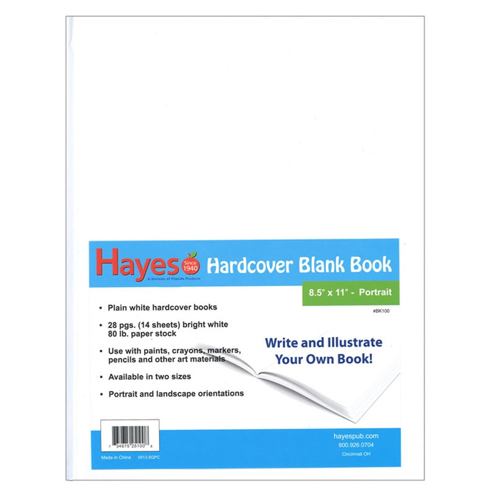 H-BK100 - Plain White Blank Book 8.5W X 11H Hardcover 28 Pages 14 Sheets in Note Books & Pads