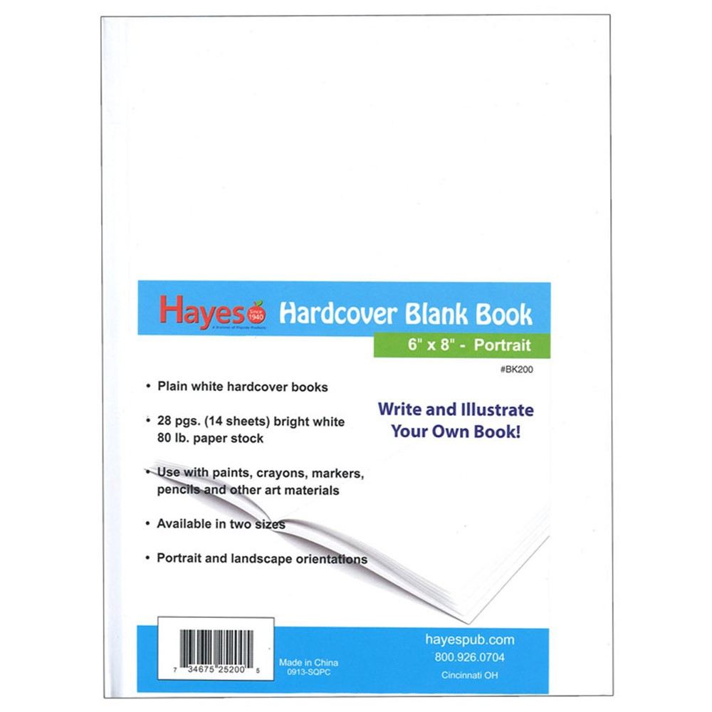H-BK200 - Plain White Blank Book 6W X 8H Hardcover 28 Pages 14 Sheets in Note Books & Pads