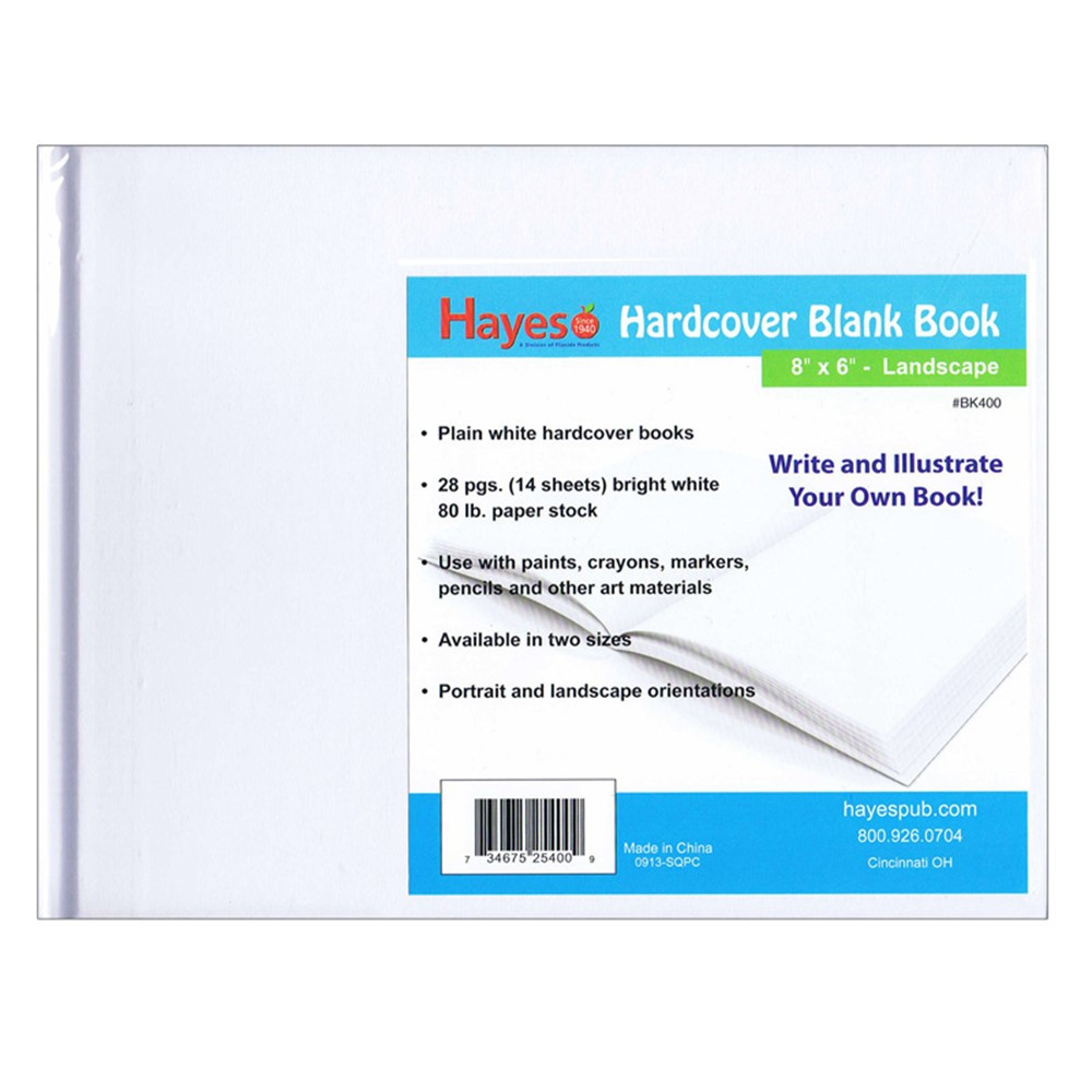 H-BK400 - Plain White Blank Book 8W X 6H Hardcover 28 Pages 14 Sheets in Note Books & Pads