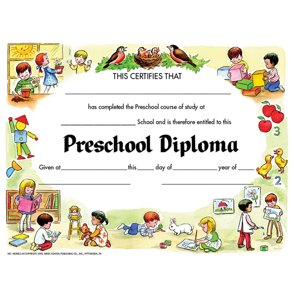H-VA206CL - Diplomas Preschool 30 Pk 8.5 X 11 in Certificates