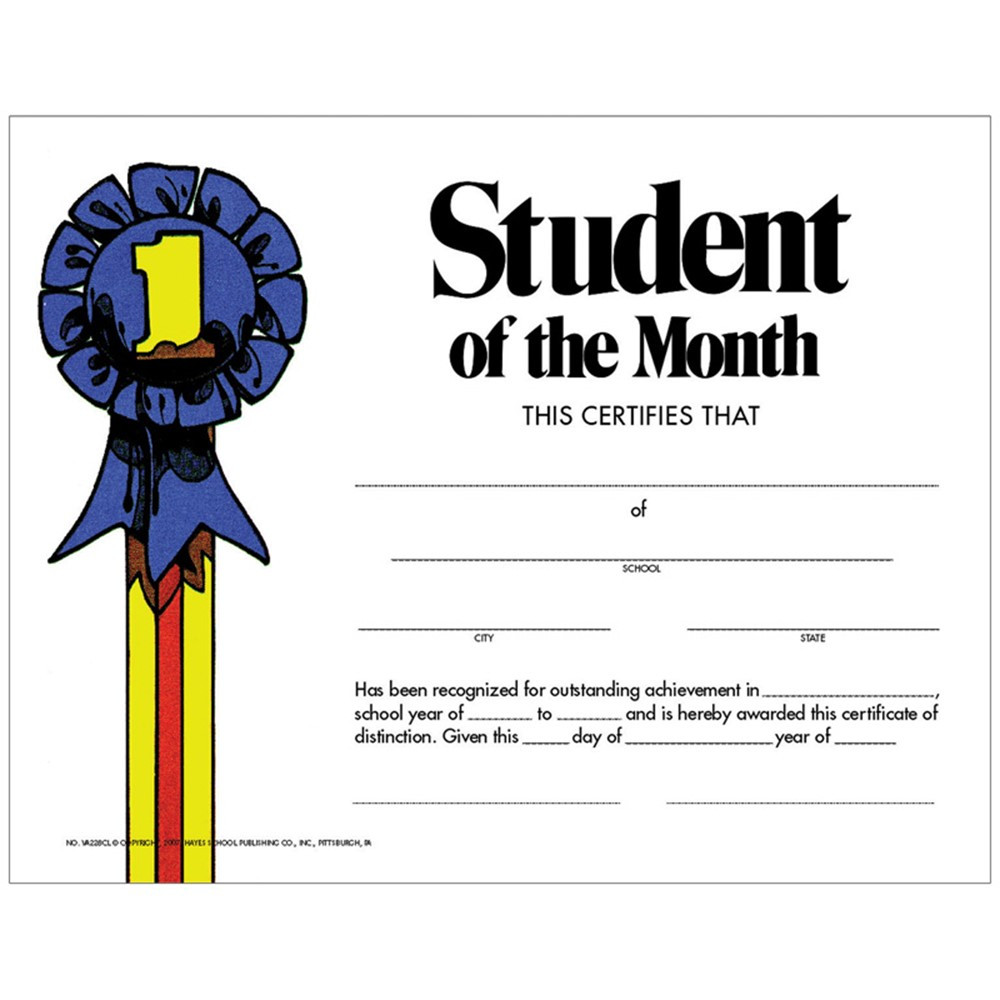 H-VA228CL - Student Of The Month 30Pk Certificate in Certificates