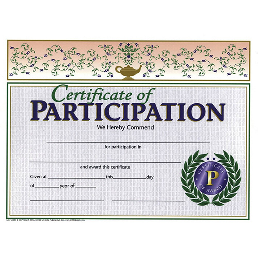 H-VA533 - Certificates Of Participation 30/Pk 8.5 X 11 in Certificates