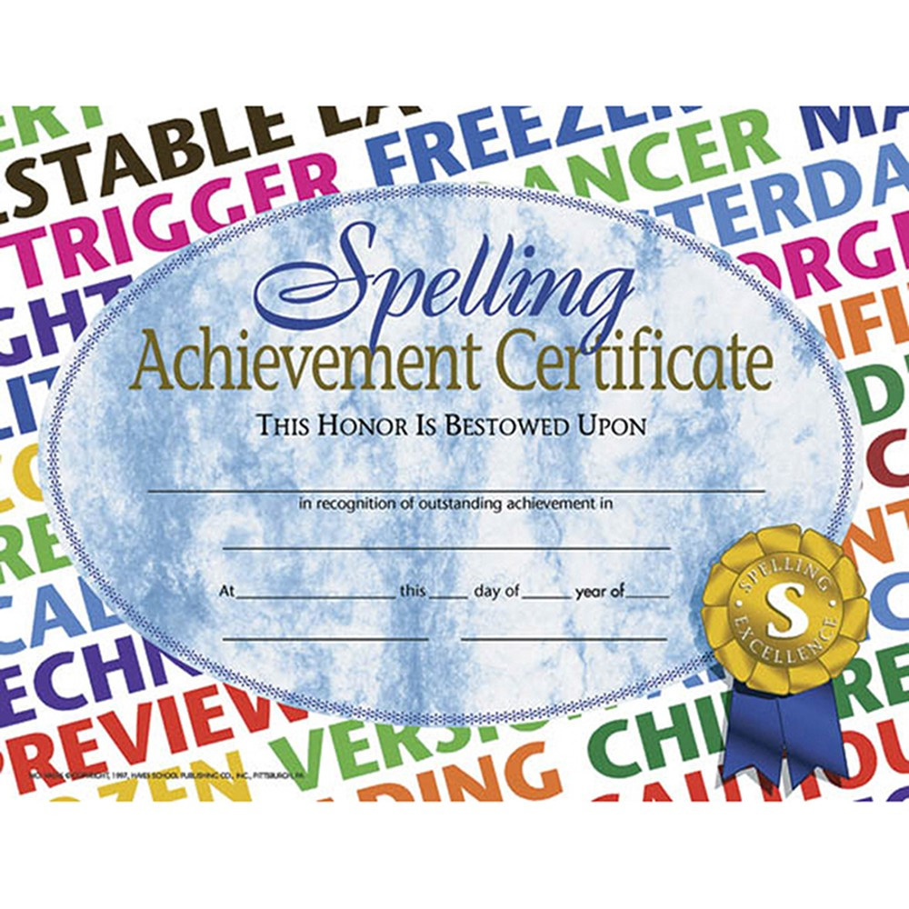 Pack of 30 Hayes Language Arts Achievement Certificate 8.5 x 11 