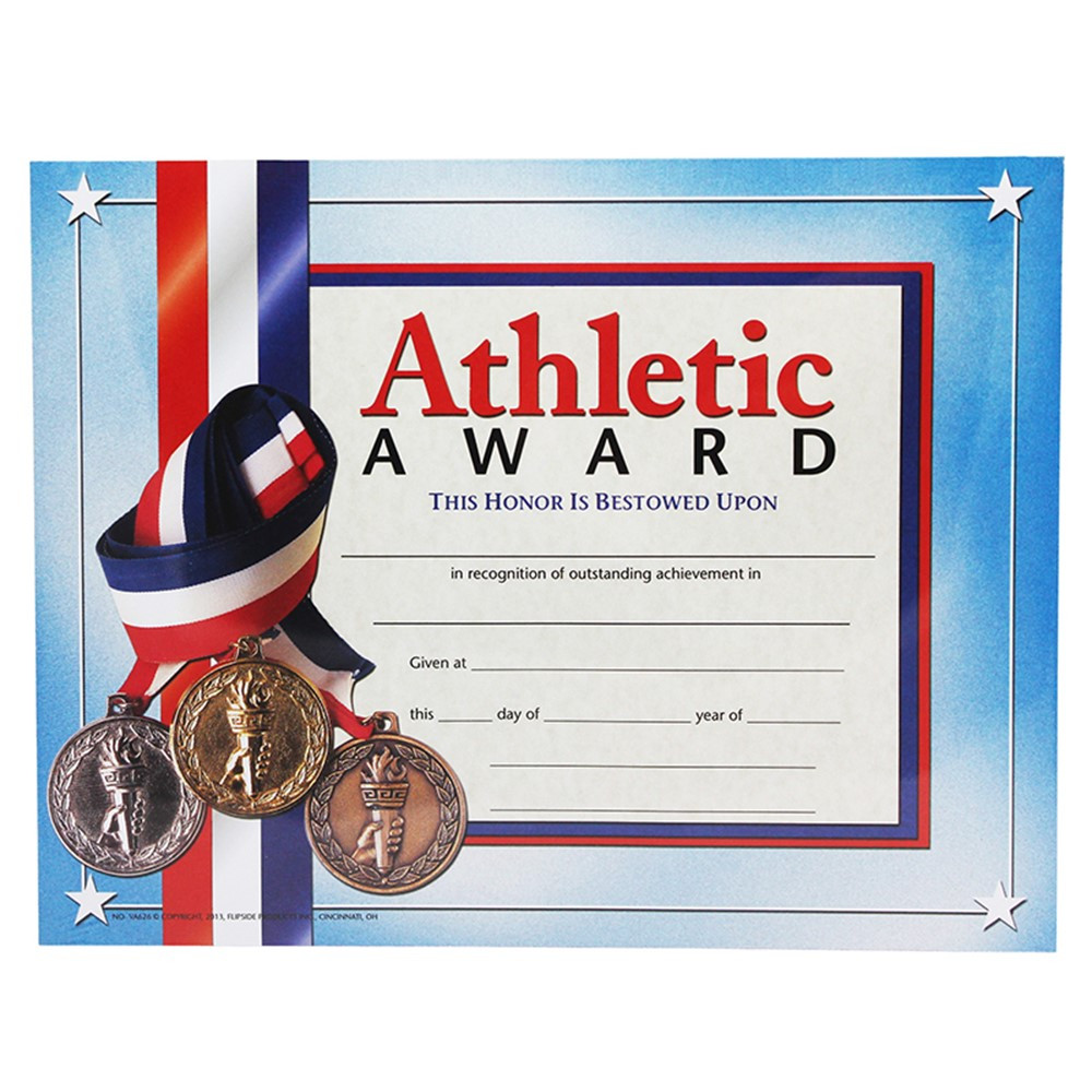 H-VA626 - Certificates Athletic Award 30/Pk 8.5 X 11 Inkjet Laser in Physical Fitness