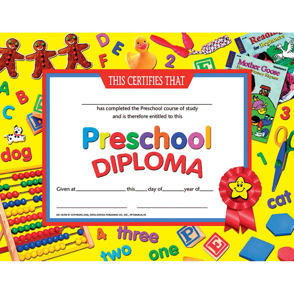 H-VA706 - Certificates Preschool Diploma 30Pk in Certificates