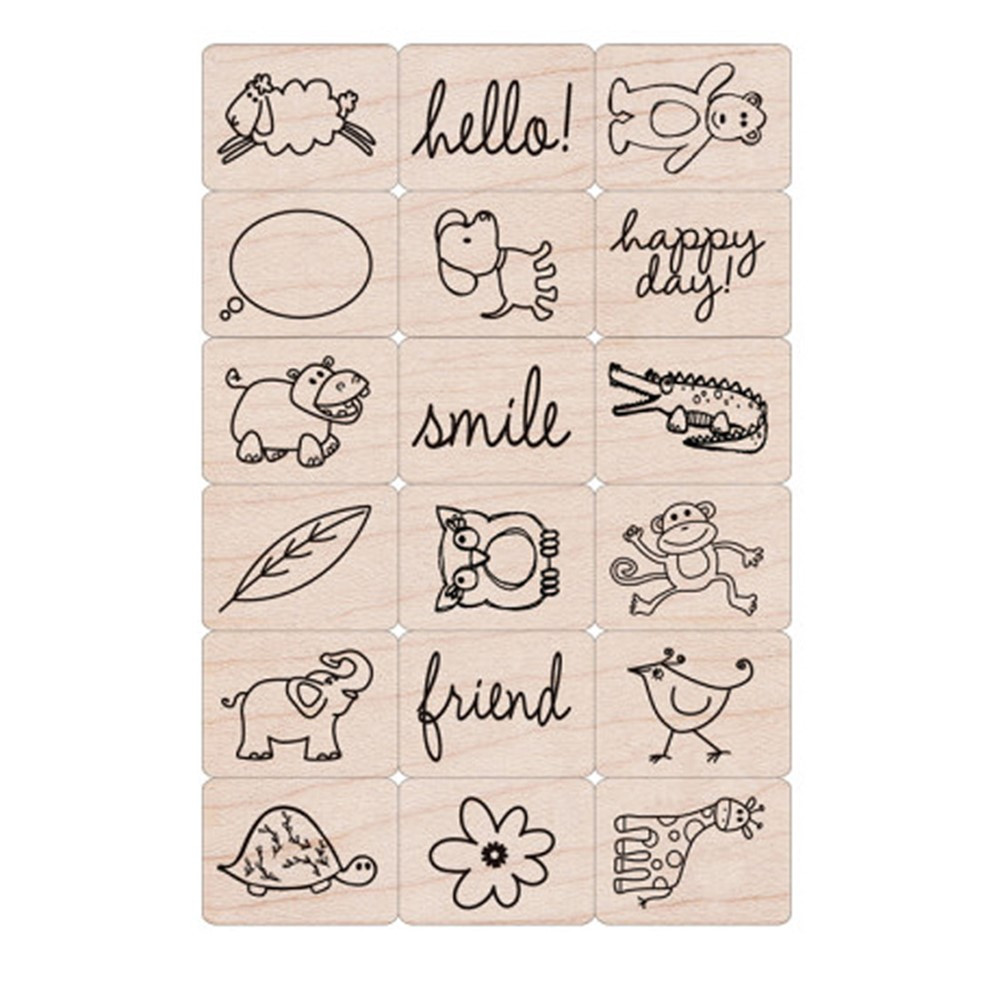 Ink 'n' Stamp Happy Animals Stamps, Set of 18 - HOALP136 | Hero Arts | Stamps & Stamp Pads