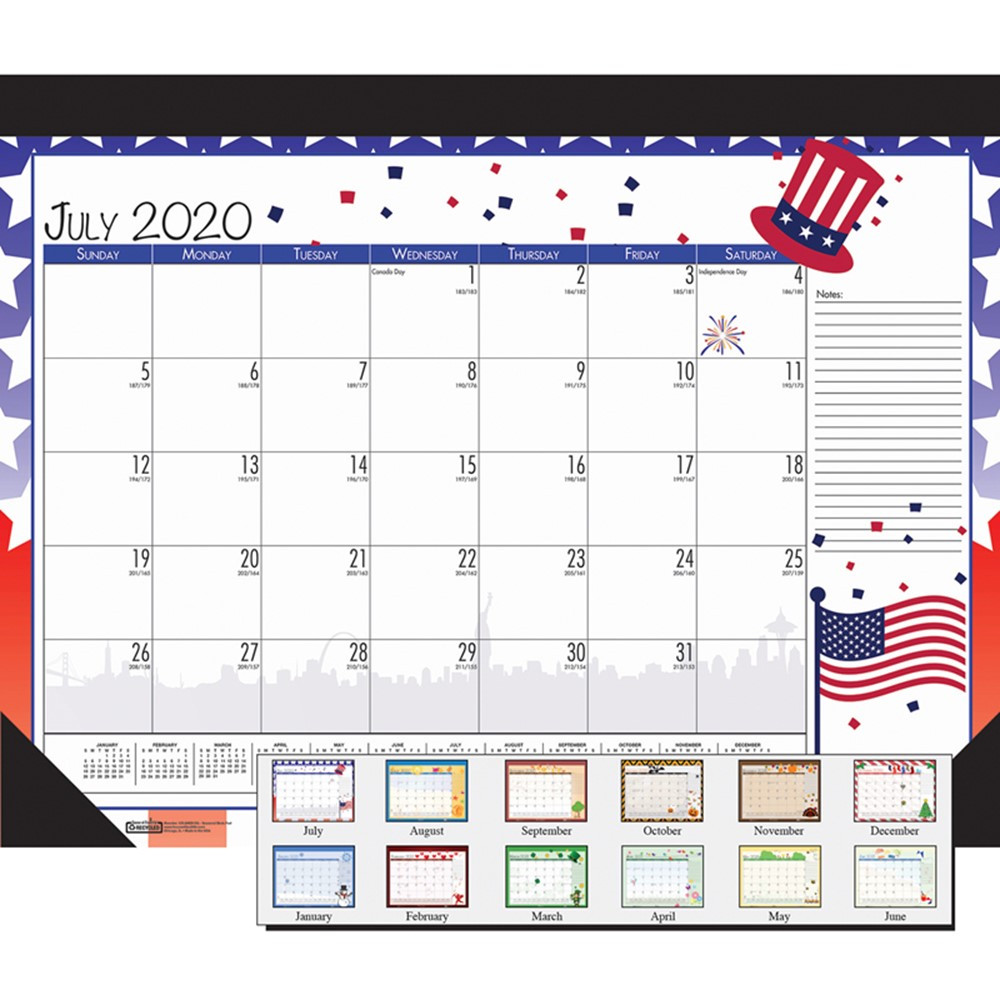 Monthly Academic Deskpad Calendar, Seasonal Holiday Depictions, 12 Months July-June, 22 x 17" - HOD1395 | House Of Doolittle | Calendars"