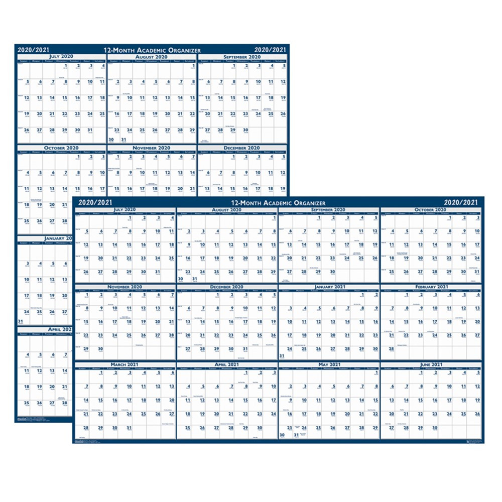 Laminated Wipe Off Wall Academic Calendar Reversible 18 x 24