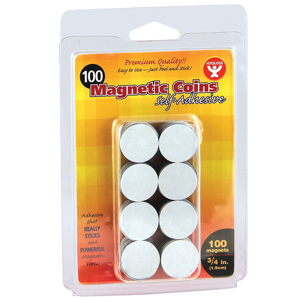Self-Adhesive Magnetic Coins- 100, 3/4