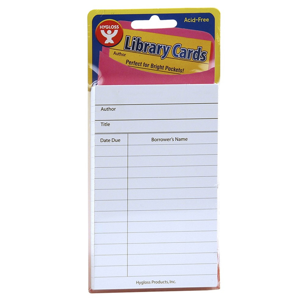 Bright Library Cards, White, Pack of 50 - HYG61435 | Hygloss Products Inc. | Library Cards