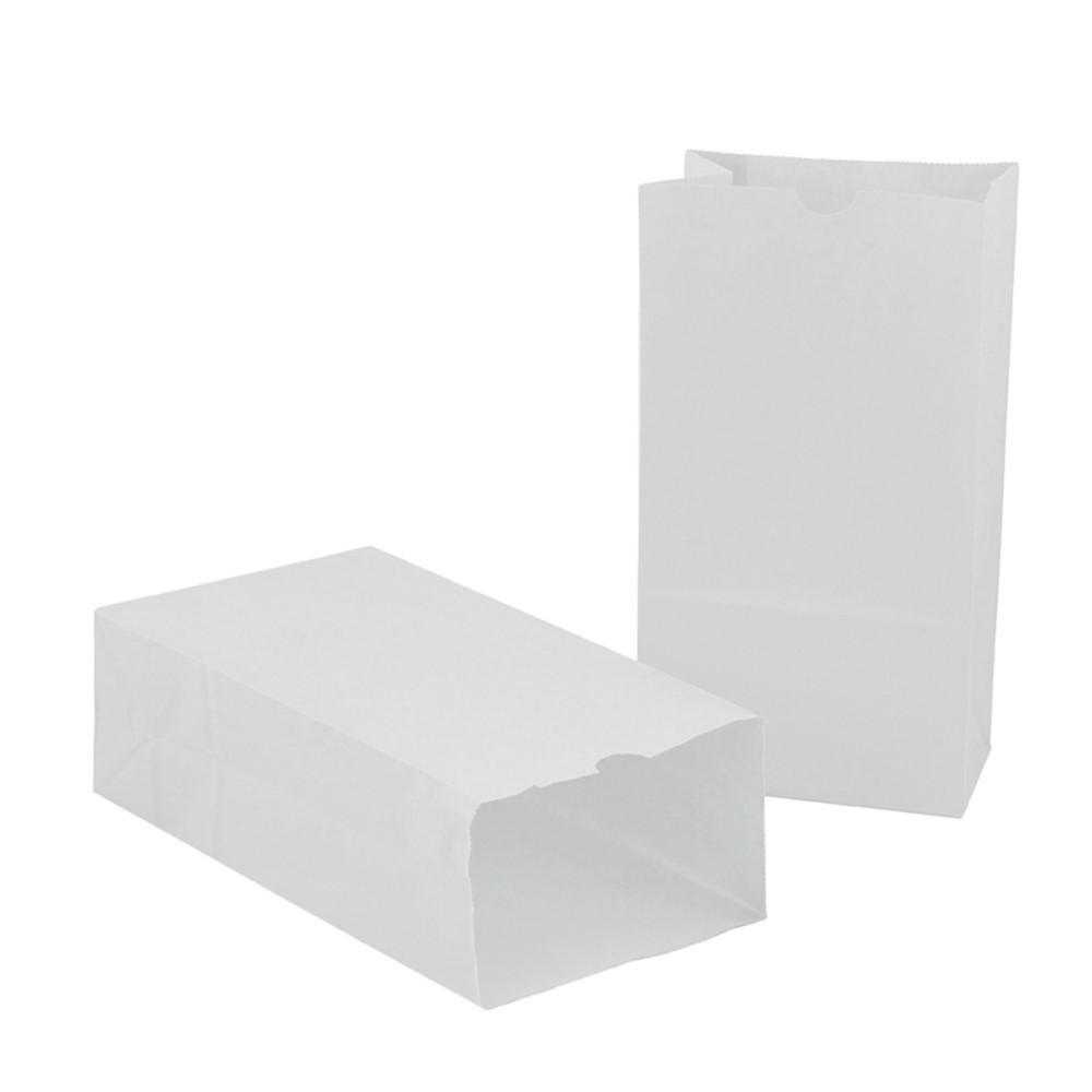 Large Gusseted Paper Bags, 6 x 3.5 x 11, White, 100/Pack