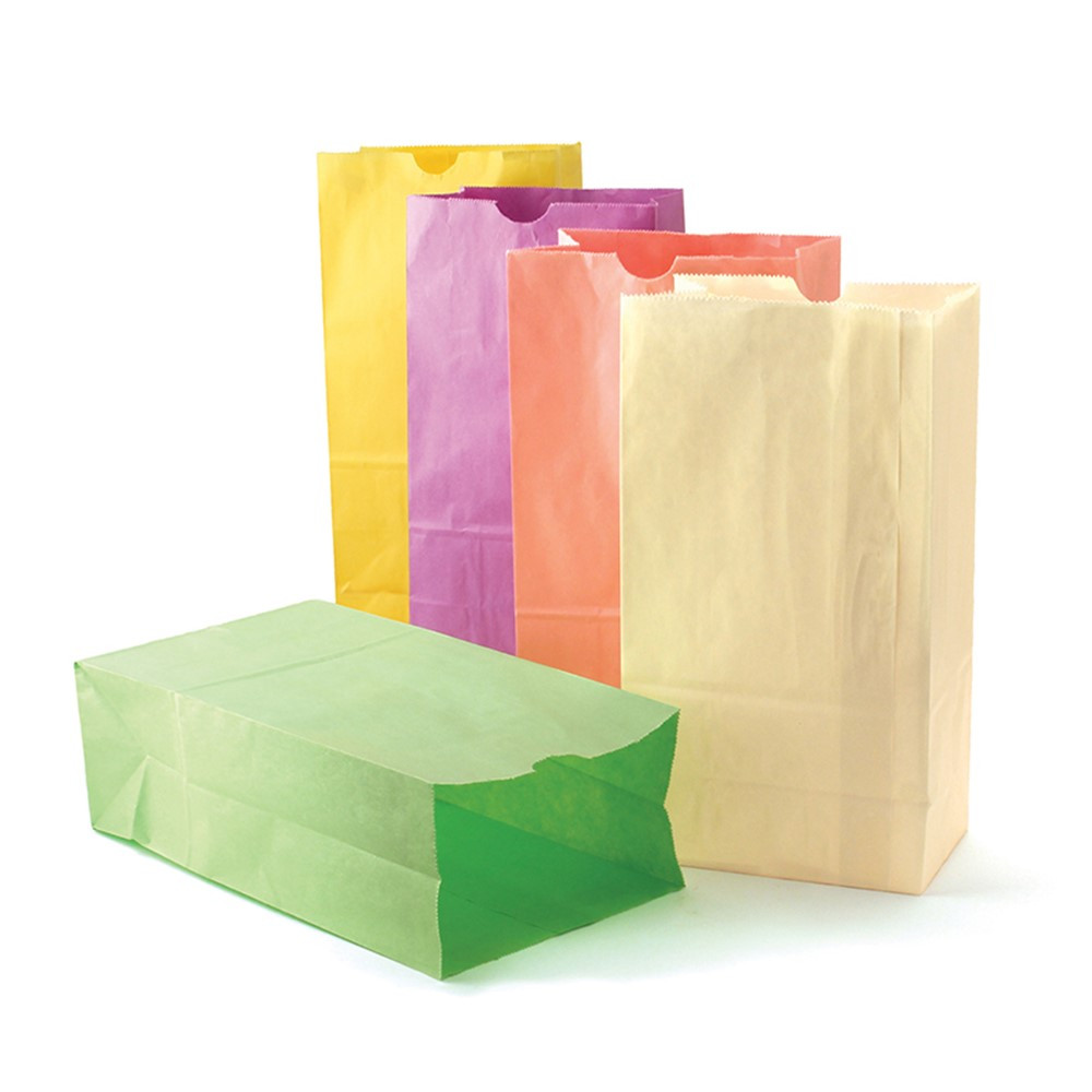HYG66289 - Colorful Paper Bags Sz6 Pastel Assorted Colors in Craft Bags