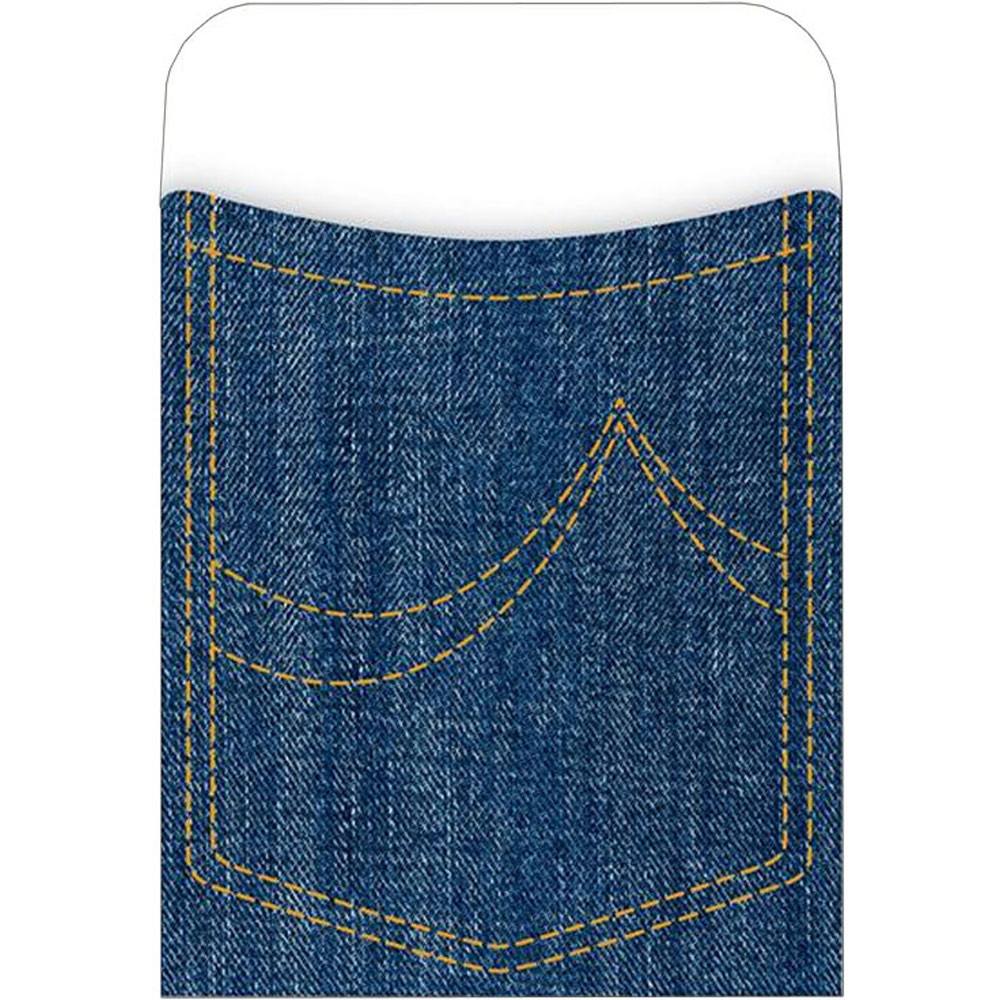 LAS1202L - Pick-A-Pocket Library Pockets Denim in Library Cards