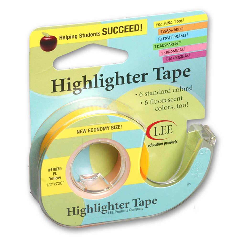 LEE19975 - Removable Fluorescent Yellow Highlighter Tape in Tape & Tape Dispensers