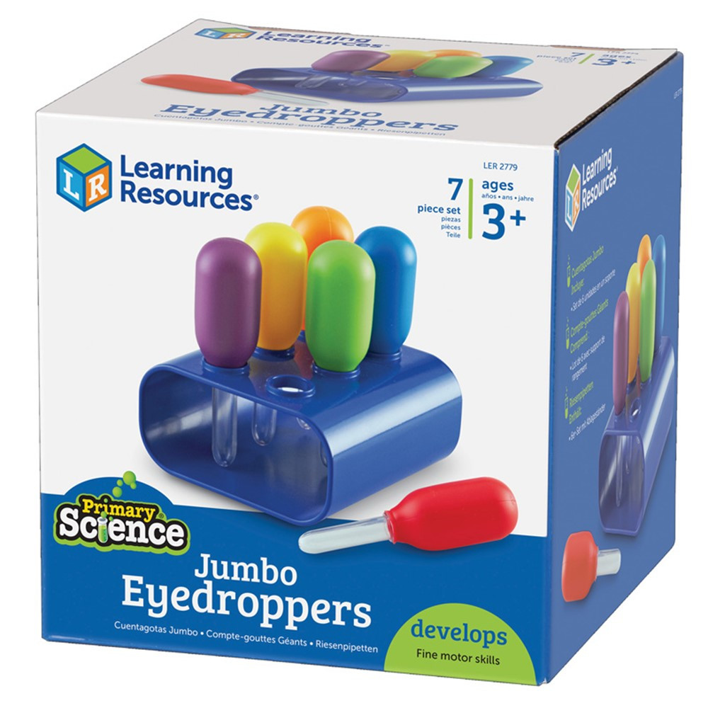 LER2779 - Primary Science Jumbo Eyedroppers Set Of 6 In A Stand in Lab Equipment