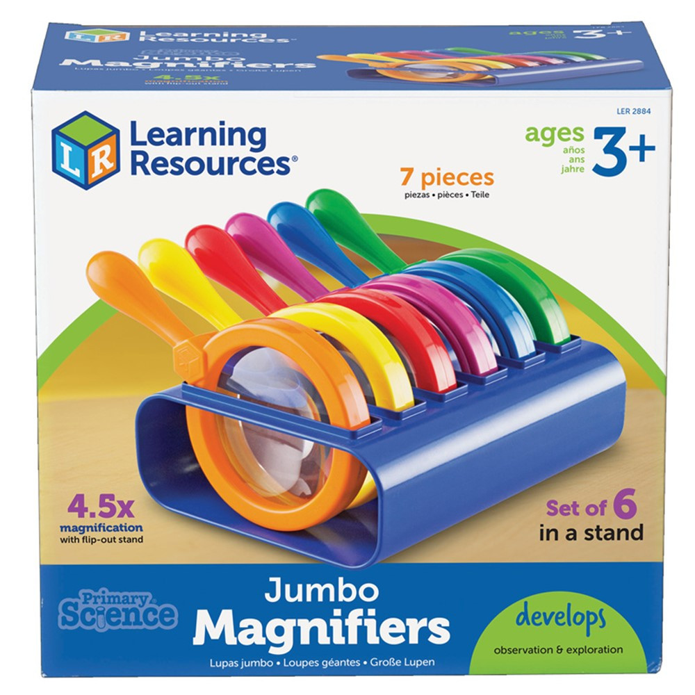 LER2884 - Primary Science Jumbo Magnifiers Set Of 6 In A Stand in Lab Equipment