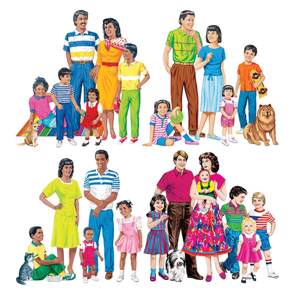 LFV22211 - Multicultural Families 4-Set Flannelboard Set Pre-Cut in Flannel Boards