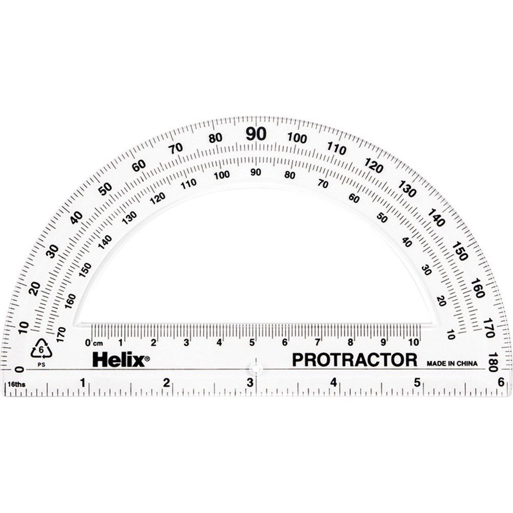 Plastic 180 Degree Protractor with 6 inch Ruler, Clear