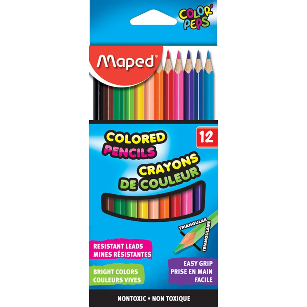 Color'Peps Triangular Colored Pencils, Pack of 12 - MAP832047ZV, Maped  Helix Usa