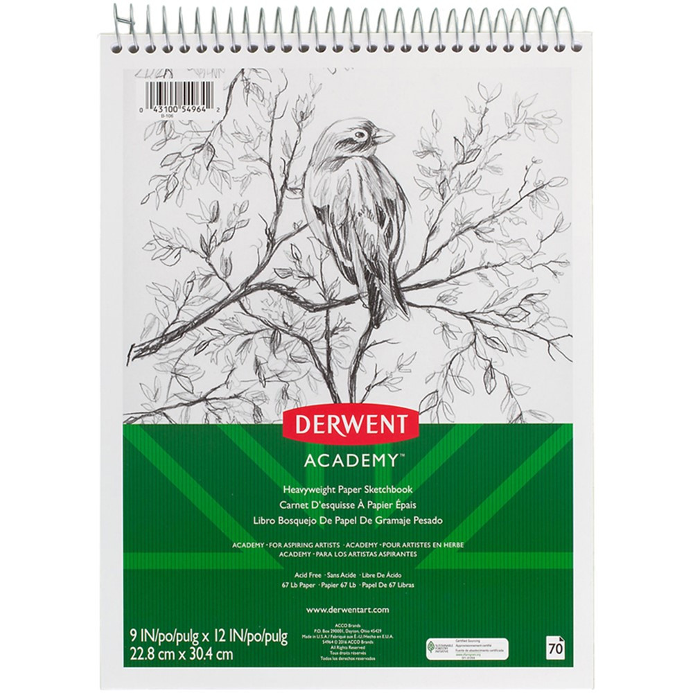 Derwent Academy Wirebound Sketchbook 9 x 12, 70CT - MEA54964