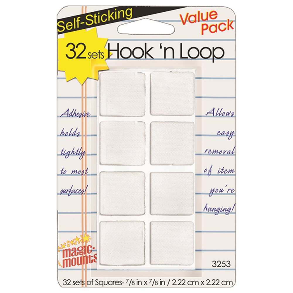 Hook N Loop 7/8In Squares 32 Sets - MIL3253W | Miller Studio