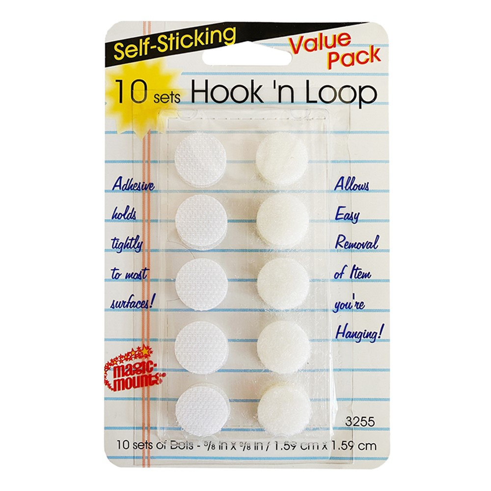Self-Sticking Hook 'N Loop Dots 5/8, White, 10 Sets - MIL3255WH, Miller  Studio