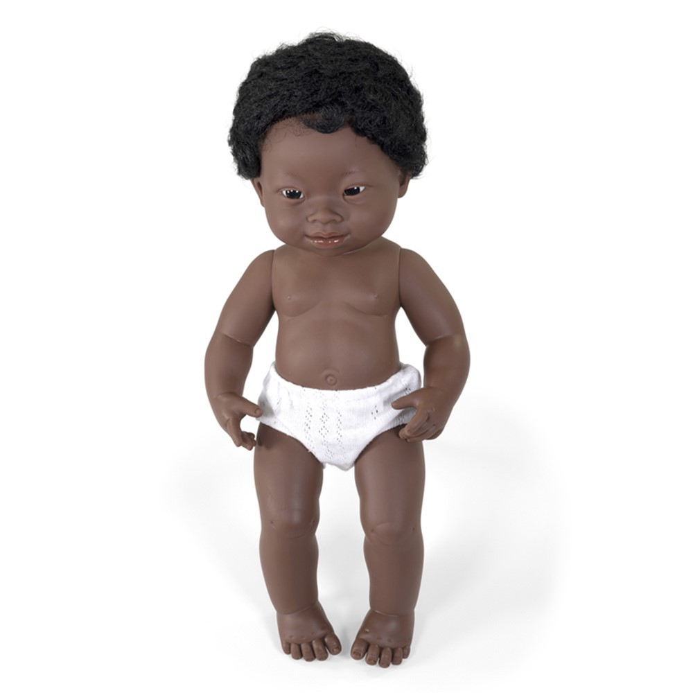Anatomically Correct 15" Baby Doll, Down Syndrome African-American Boy - MLE31089 | Miniland Educational Corporation | Dolls