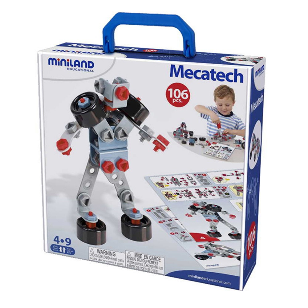 Mecatech, Vehicle & Robot Building Set, 106 Pieces - MLE95015 | Miniland Educational Corporation | Blocks & Construction Play