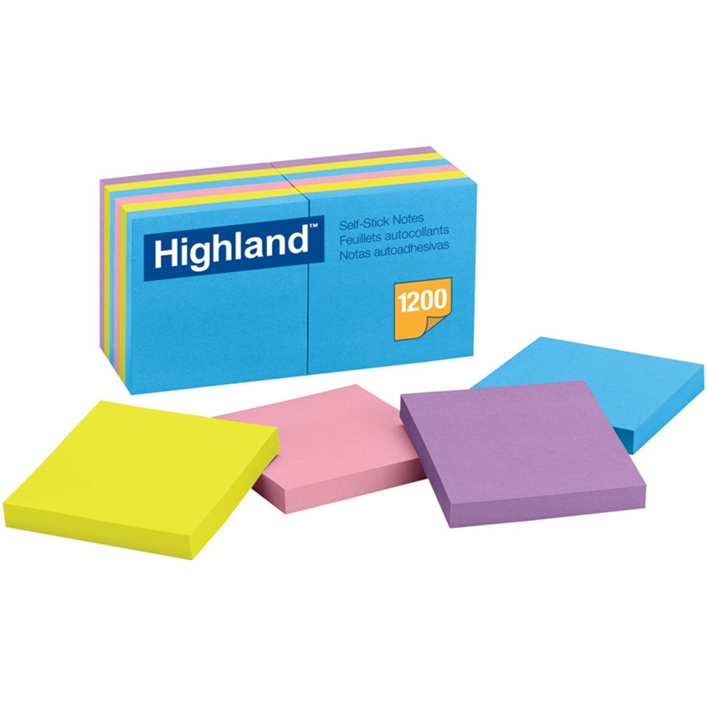 MMM6549B - Highland Self-Stick 12 Pads 3 X 3 Removable Notes in Post It & Self-stick Notes