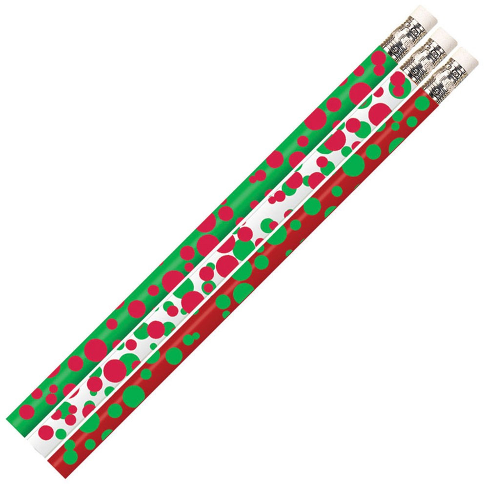 MUS2528D - Dots Of Christmas Fun Pencil 12 Pk in Pencils & Accessories