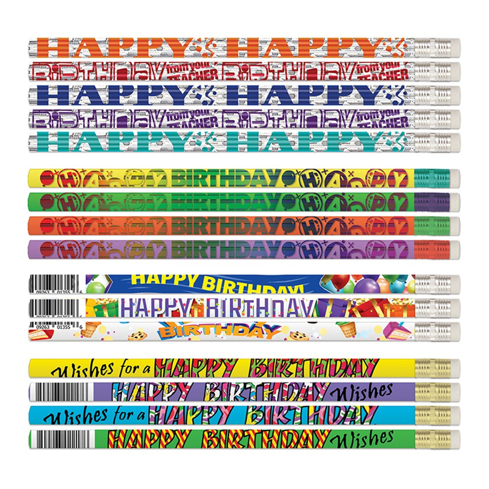 Teacher Birthday Pencils Assortment, Pack of 144 - MUSEDUBDAY | Musgrave Pencil Co Inc | Pencils & Accessories