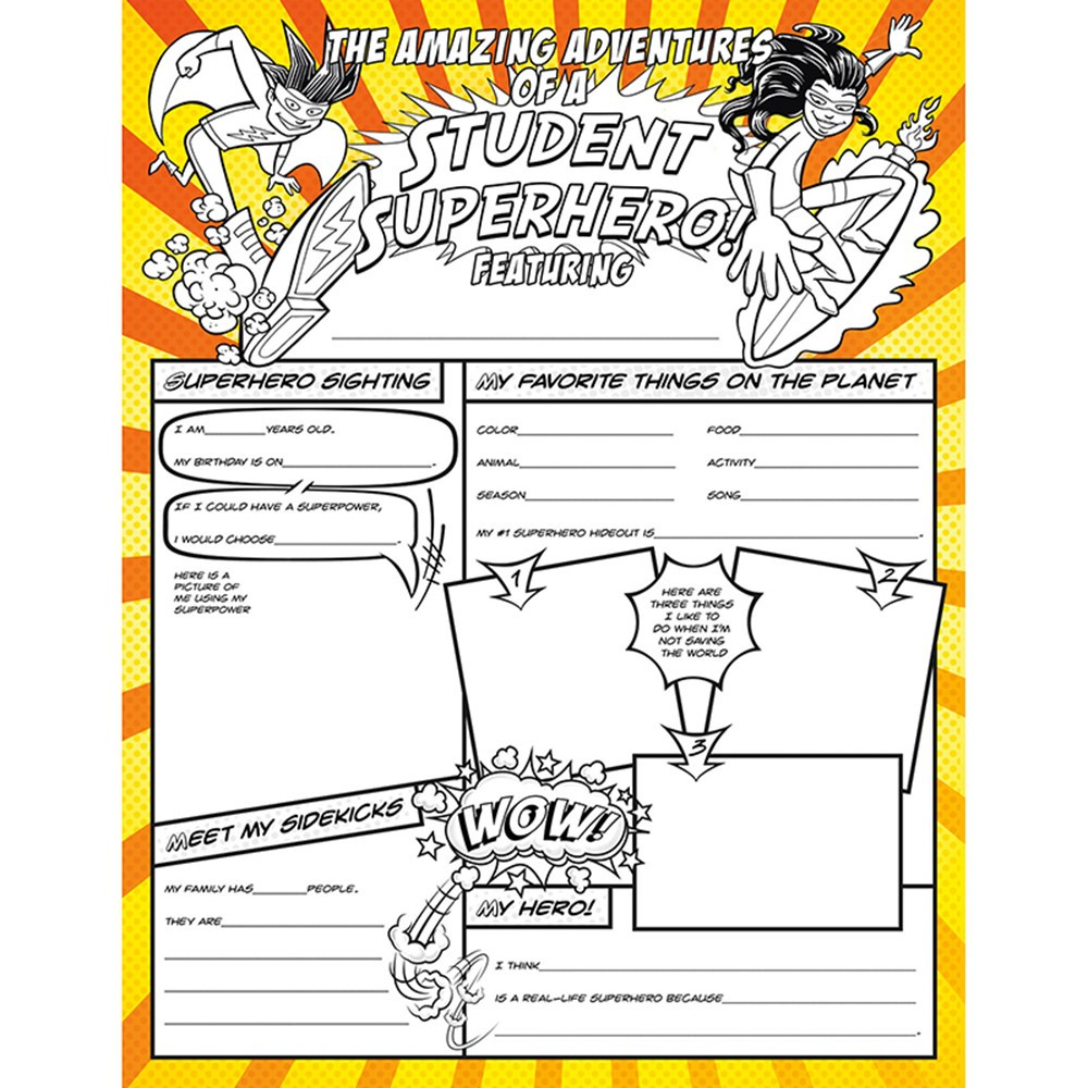 NST3092 - Student Superheroes Activity Poster Fill Me In in Self Awareness