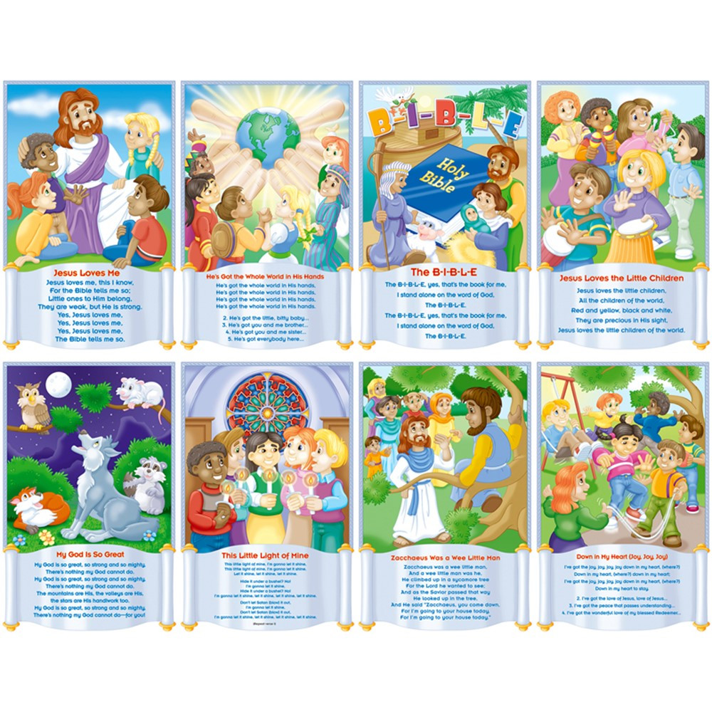 NST3102 - Bulletin Board Set Childrens Bible Songs in Inspirational