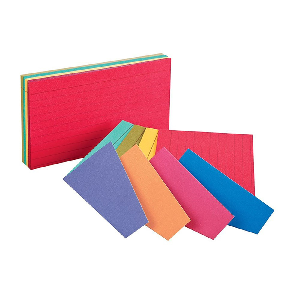 Two-Tone Index Cards, 3" x 5", Assorted Colors, Pack of 100 - OFX04736 | Tops Products | Index Cards