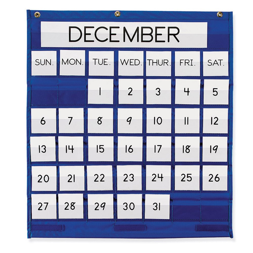 Monthly Calendar Pocket Chart, Blue, 25" x 28", 1 Chart - PAC0020200 | Dixon Ticonderoga Co - Pacon | Pocket Charts