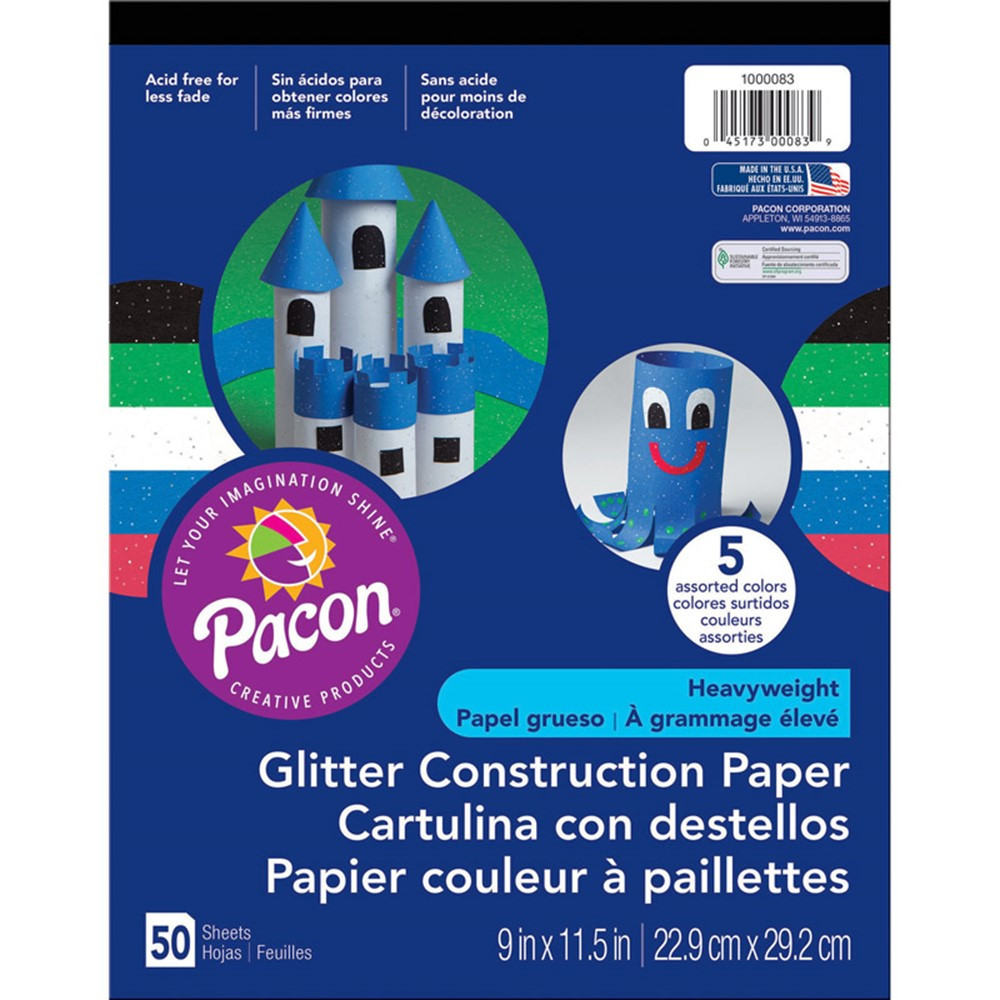 PAC1000083 - Glitter Construction Paper 9X11.5 in Construction Paper