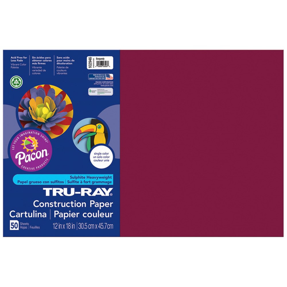PAC102946 - Tru Ray 12 X 18 Burgundy 50 Sht Construction Paper in Construction Paper