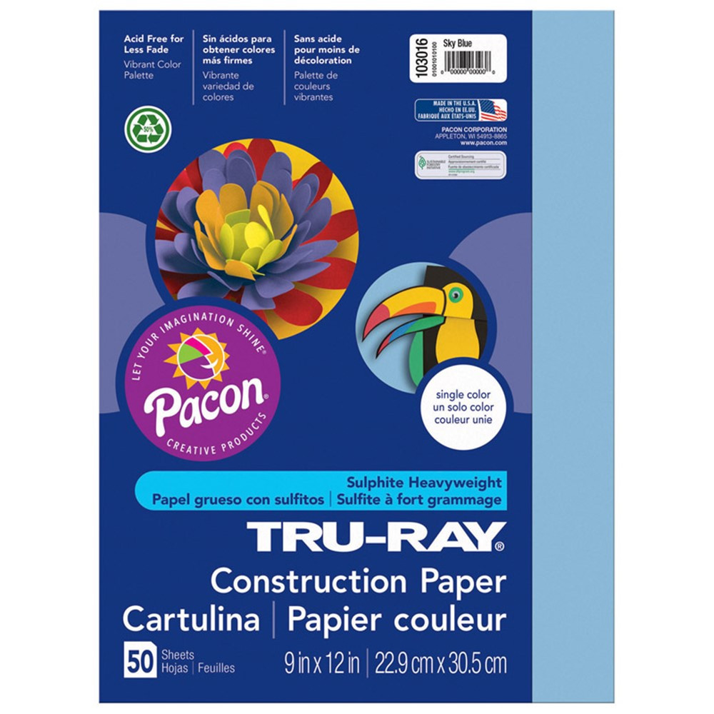 PAC103016 - Tru Ray 9 X 12 Sky Blue 50 Sht Construction Paper in Construction Paper