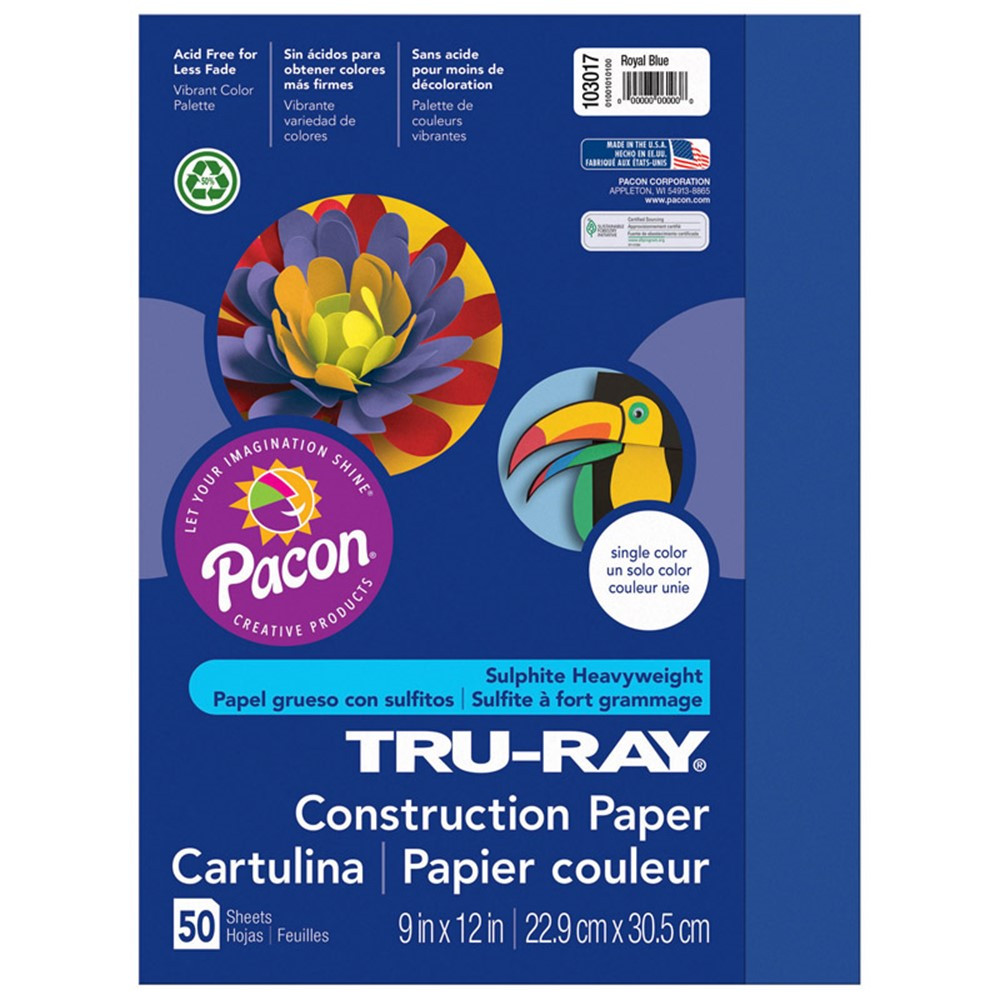 PAC103017 - Tru Ray 9 X 12 Dark Blue 50 Sht Construction Paper in Construction Paper