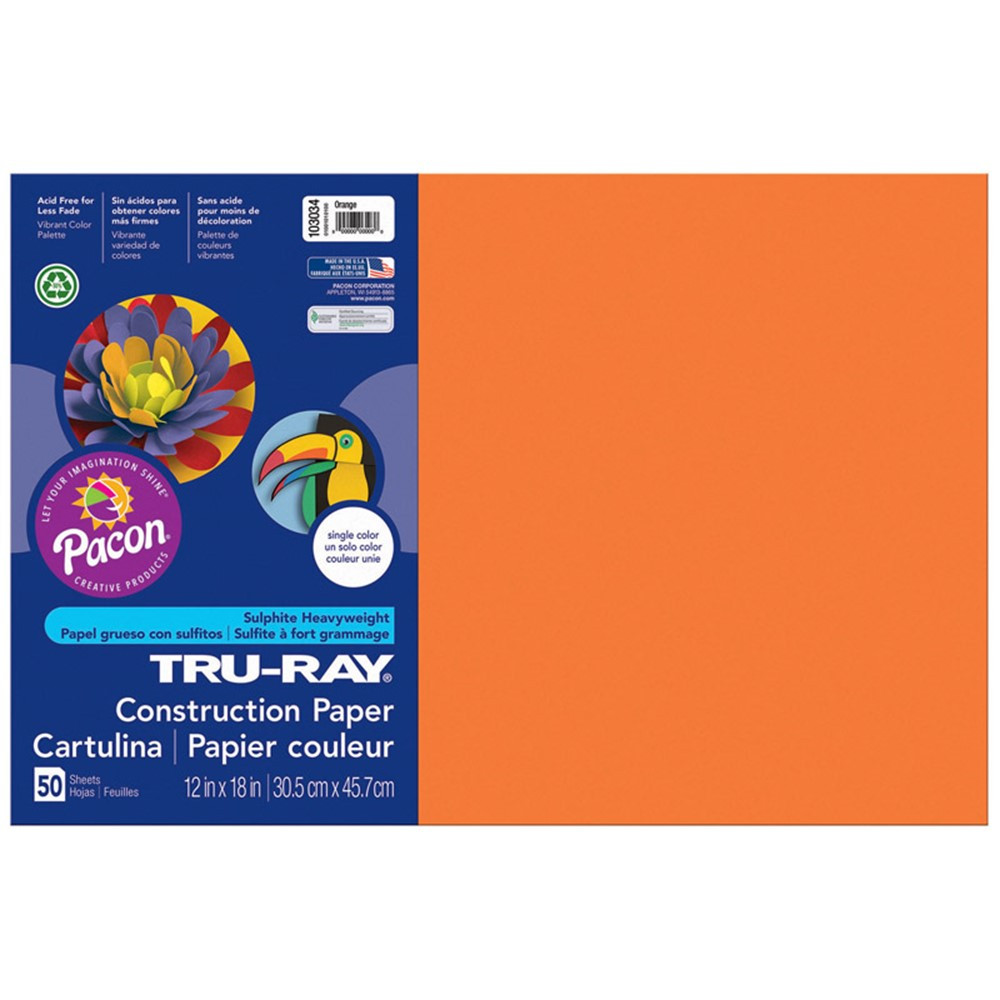 PAC103034 - Tru Ray 12 X 18 Orange 50 Sht Construction Paper in Construction Paper