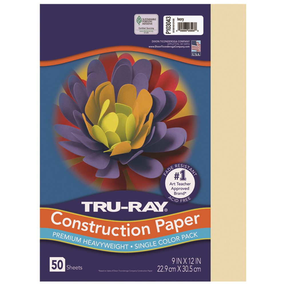 Tru-Ray Fade-Resistant Construction Paper, 9" x 12", Ivory - PAC103043 | Dixon Ticonderoga Co - Pacon | Construction Paper