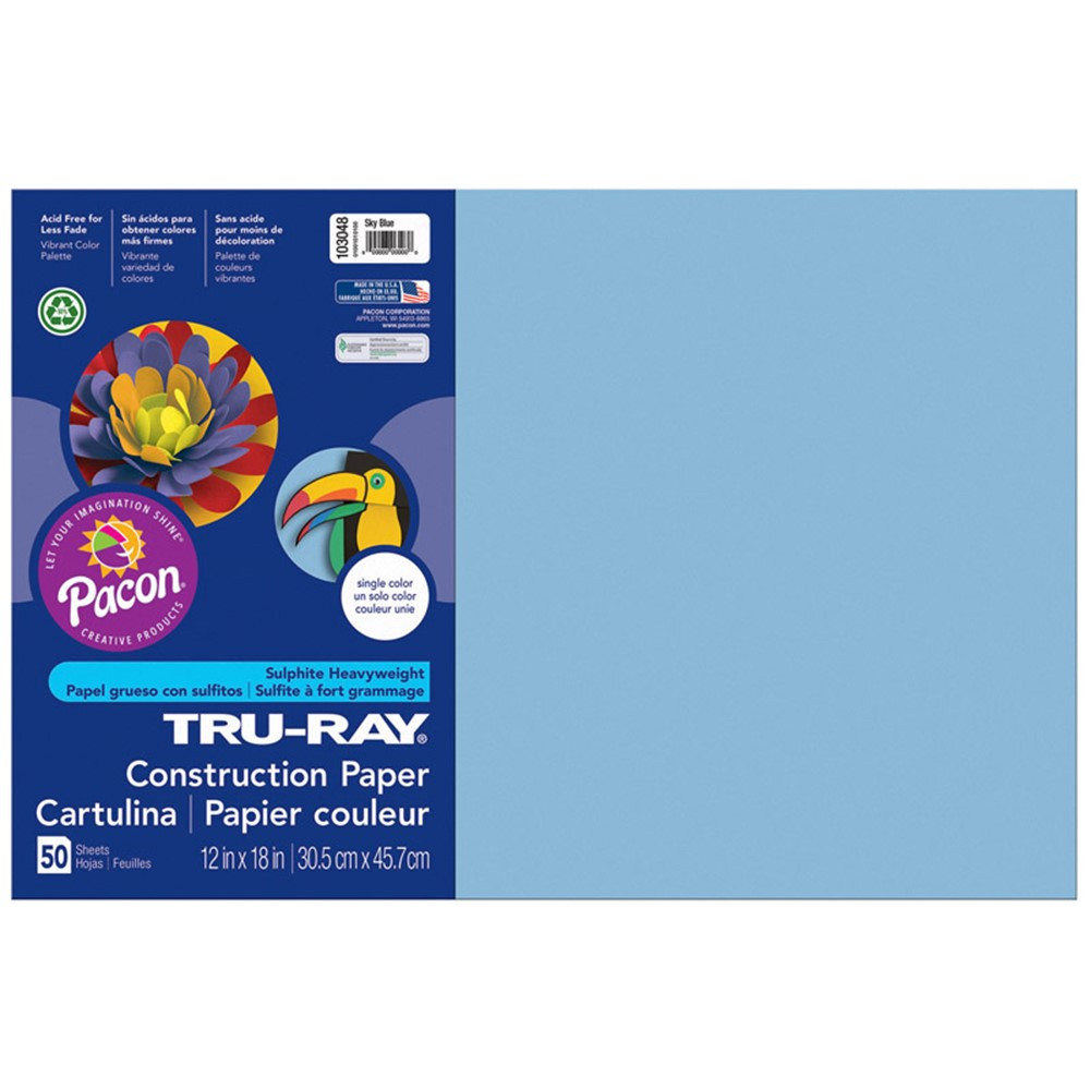 PAC103048 - Tru Ray 12 X 18 Sky Blue 50 Sht Construction Paper in Construction Paper