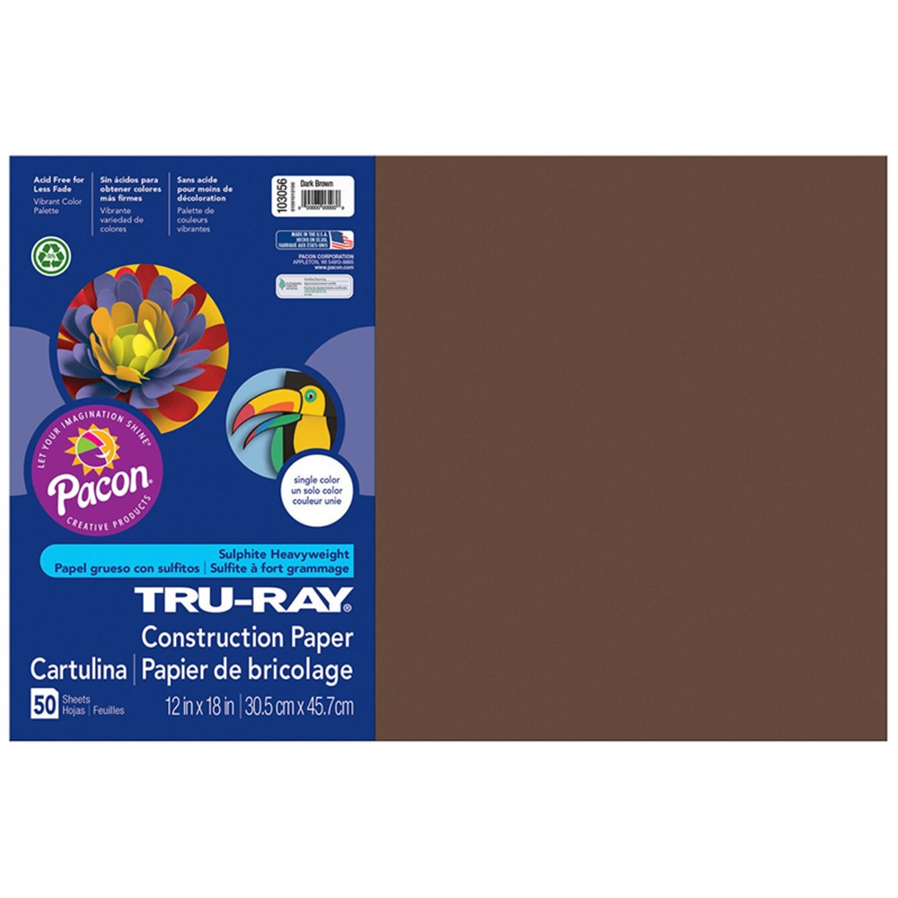 PAC103056 - Tru Ray 12 X 18 Dark Brown 50 Sht Construction Paper in Construction Paper